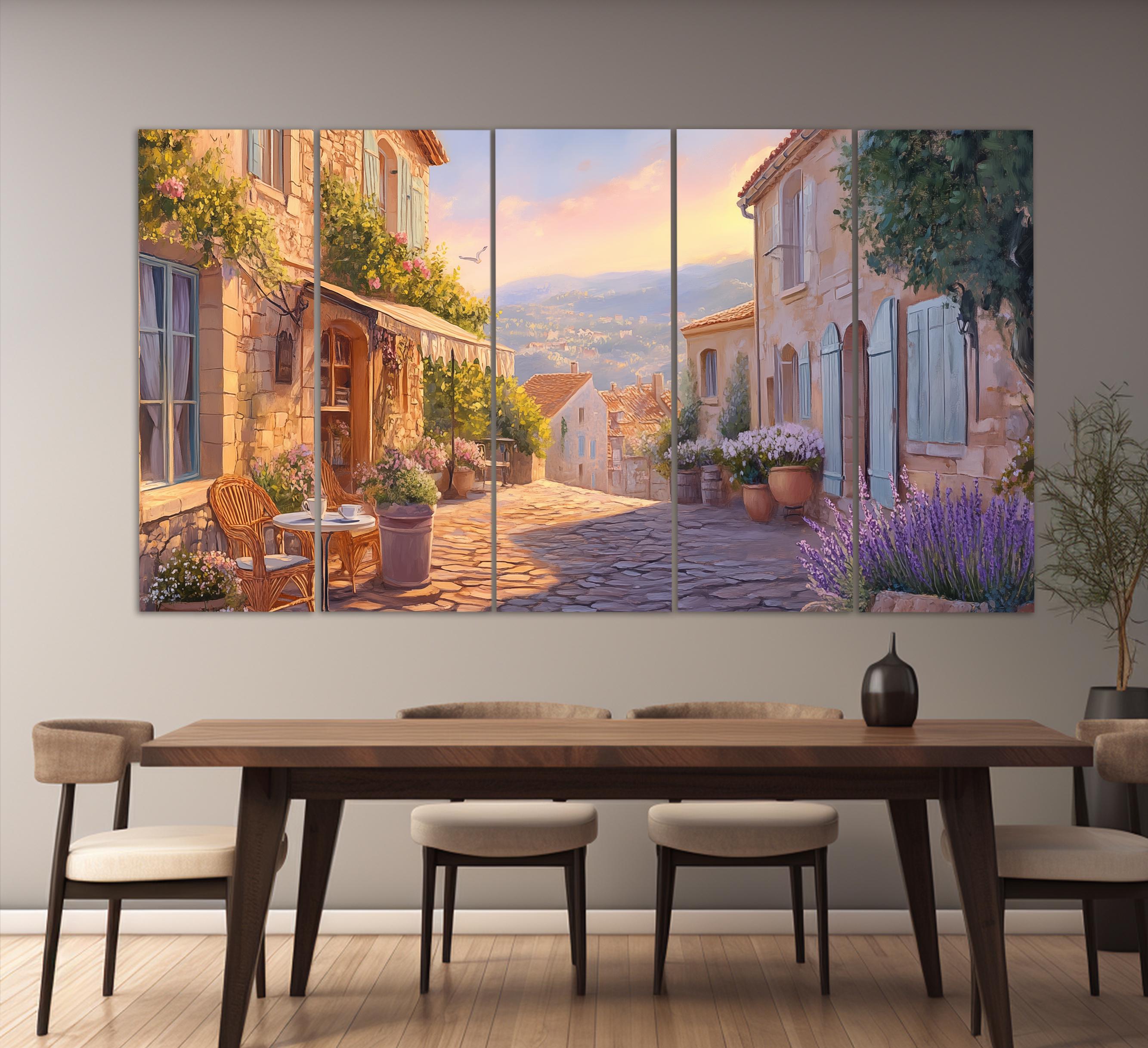 Scenic Provence Village Canvas Print in an Oil Painting Style, Scenic ...