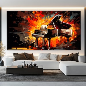 Music Wall Art, Abstract Piano Canvas Print in Oil Painting Style, Piano Canvas Art, Piano Wall Decor, Pianist Gift, Grand Piano Print