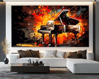 Music Wall Art, Abstract Piano Canvas Print in Oil Painting Style, Piano Canvas Art, Piano Wall Decor, Pianist Gift, Grand Piano Print