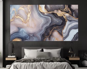 Luxury Marble Canvas Print, Abstract Marble Painting, Marble Wall Art, Contemporary Wall Art, Golden Wall Decor, Contemporary Interior Print