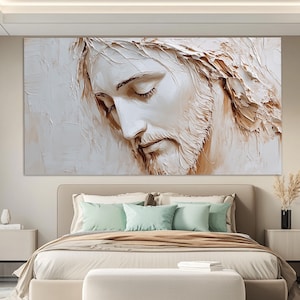 Abstract Jesus Christ Canvas Print, Minimalist Jesus Wall Art, Religious Wall Art, Religious Wall Decor