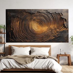 Impression sur toile abstraite, Impression sur bois, Art mural en bois, Décoration d&#39;intérieur dans des tons chauds, Peinture dans des tons de bois, Décoration murale abstraite de luxe
