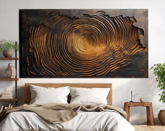 Impresión abstracta en lienzo, impresión en madera, arte mural de madera, decoración del hogar en tonos cálidos, pintura en tonos madera, decoración abstracta de lujo para pared.