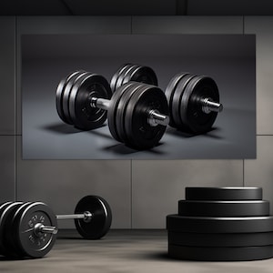 Dumbbells Canvas Print, Weightlifting Wall Art, Gym Wall Decor, Minimalist Fitness Wall Art, Bodybuilding Canvas Art, Bodybuilder Gift