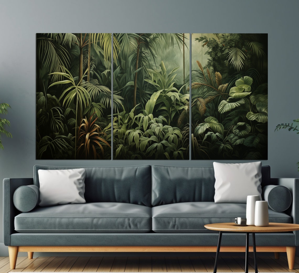 Tropical Forest Canvas Print, Deep Green Forest Wall Art, Nature Wall ...