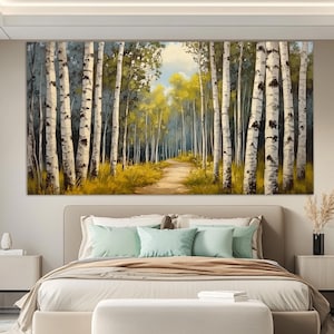 Birch Grove Canvas Print, Summer Forest Wall Art, Nature Wall Art, Birch Forest Painting, Summer Birch Trees Painting, Summer Wall Art