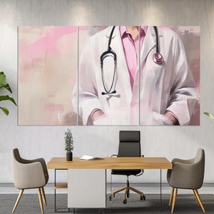 Doctor with Stethoscope Canvas Print, Healthcare Wall Art, Therapist Gift, Hospital Wall Decor, Doctor Gift, Medical Painting, Doctor Poster