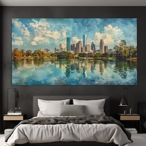 Abstract Houston Canvas Print, Houston Skyline Painting, Houston Wall Art, Houston Poster, Houston Canvas Art, Houston Wall Decor