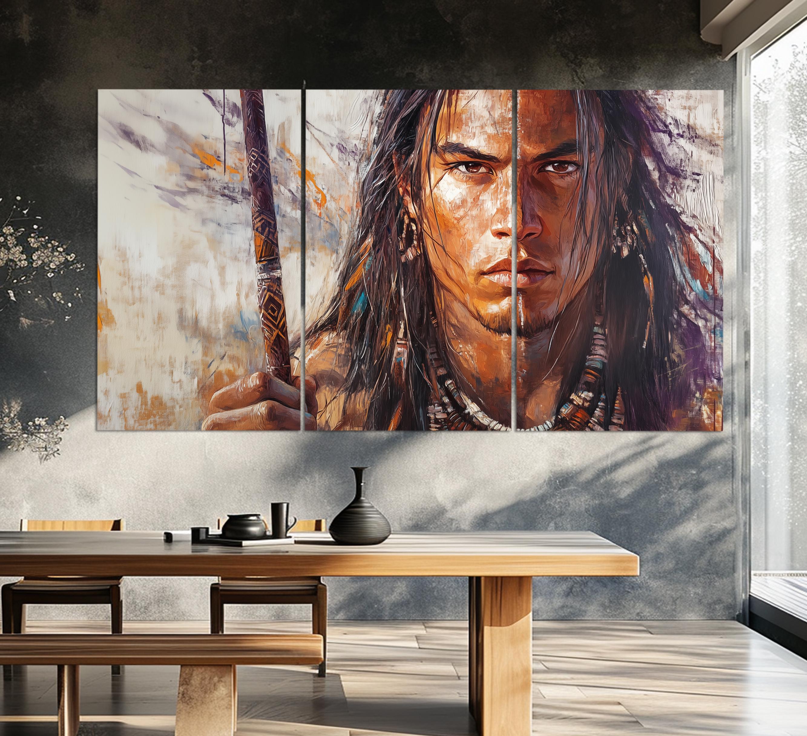 Native American Wall Art, First Nations Warrior Canvas Print, Indian ...