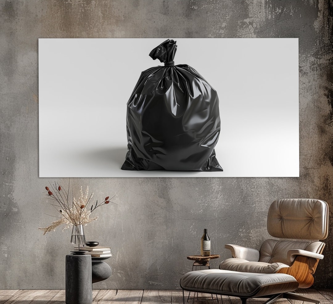 Garbage Bag Canvas Print, Minimalist Wall Art, Trash Bag Poster ...