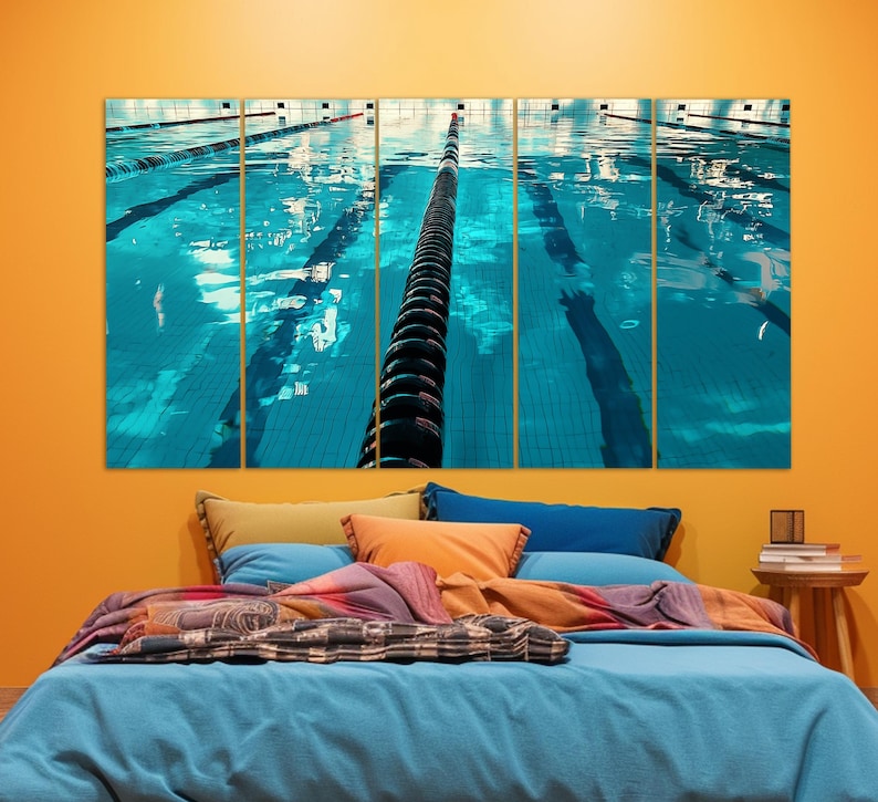 Pool Canvas Swimming Wall Art, Swimming Pool Canvas Print, Swimmer Gift, Abstract ...