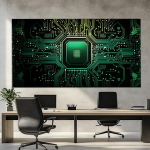 Circuit Canvas Print, Microchip Wall Art, Abstract Electronics Canvas Art, Microchip Poster, Technology Wall Decor, Circuit Wall Art