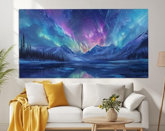 Northern Lights Canvas Print, Aurora Borealis Wall Art, Framed and Ready to Hang