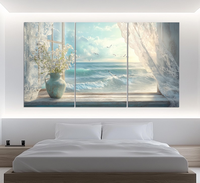 Scenic Sea View From Open Window Canvas Print, Nautical Wall Art ...