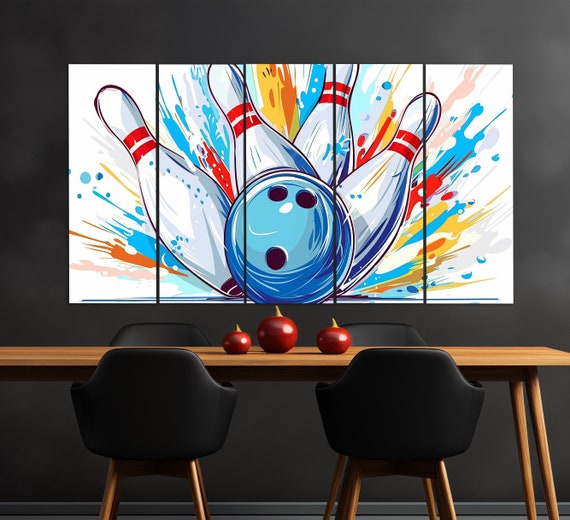 Abstract Bowling Canvas Print, Bowling Wall Art, Bowling Pop Art