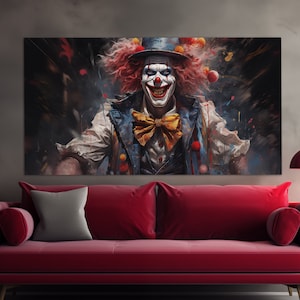 Clown Canvas Print in a Vintage Oil Painting Style, Clowns Wall Art, Clown Poster