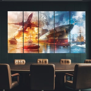 Logistics Wall Art, Logistics Office Wall Decor, Plane and Ships Print ...