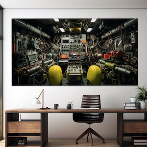 Abstract Submarine Interior Canvas Print, Military Wall Art, Submariner Gift, Submarine Painting, Submarine Poster