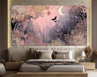 Mystical Night in Abstract Forest Canvas Print
