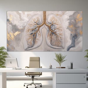 Lunge Anatomie Leinwand Druck, Kunst für Ärzte, Geschenk für Pulmonologen, Pulmonologie Wandkunst, Abstrakte Lunge Leinwanddruck, Krankenhaus Wanddekoration