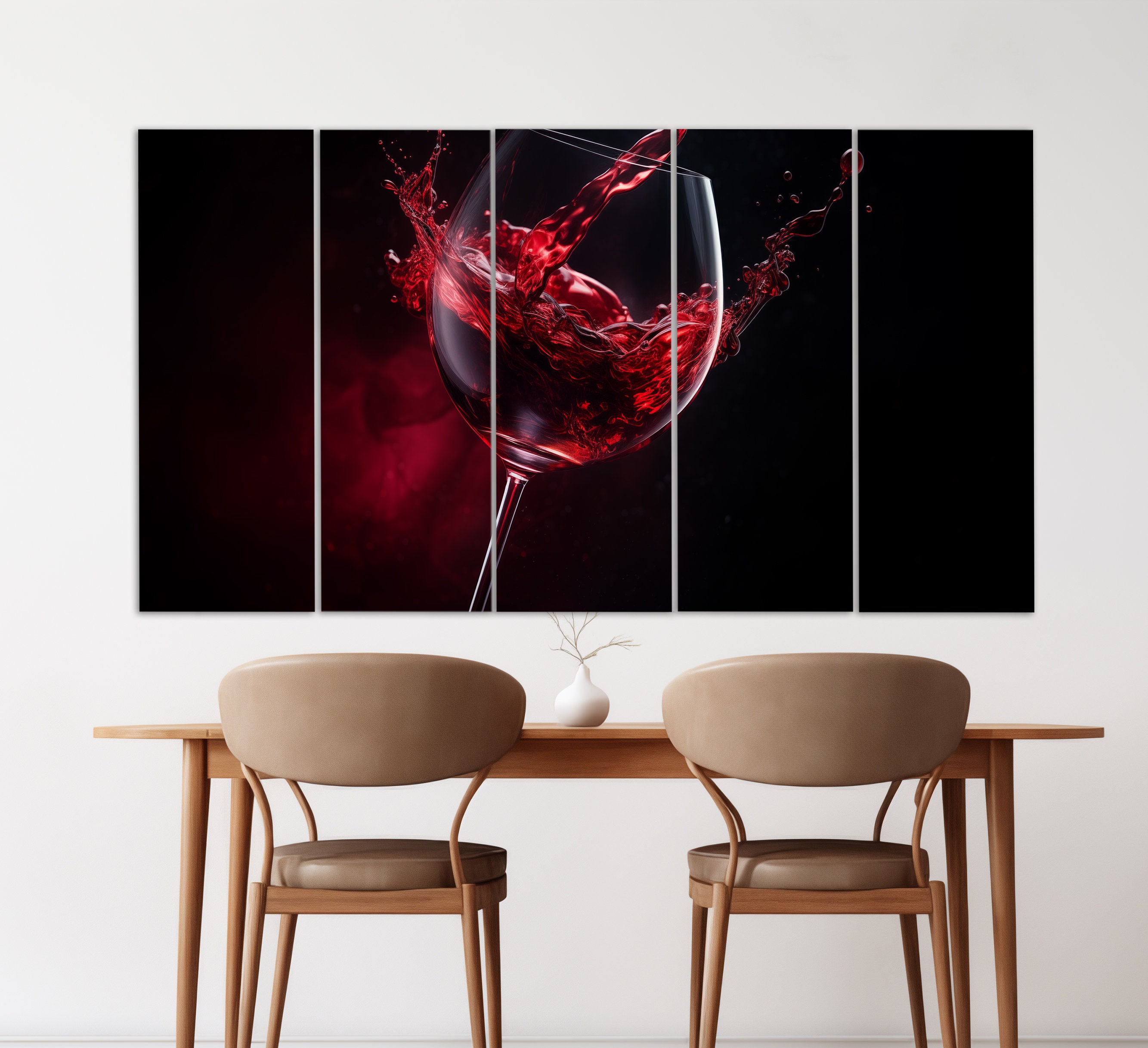 Wine Wall Art, Abstract Red Wine Glass Canvas Print, Kitchen Wall Decor ...
