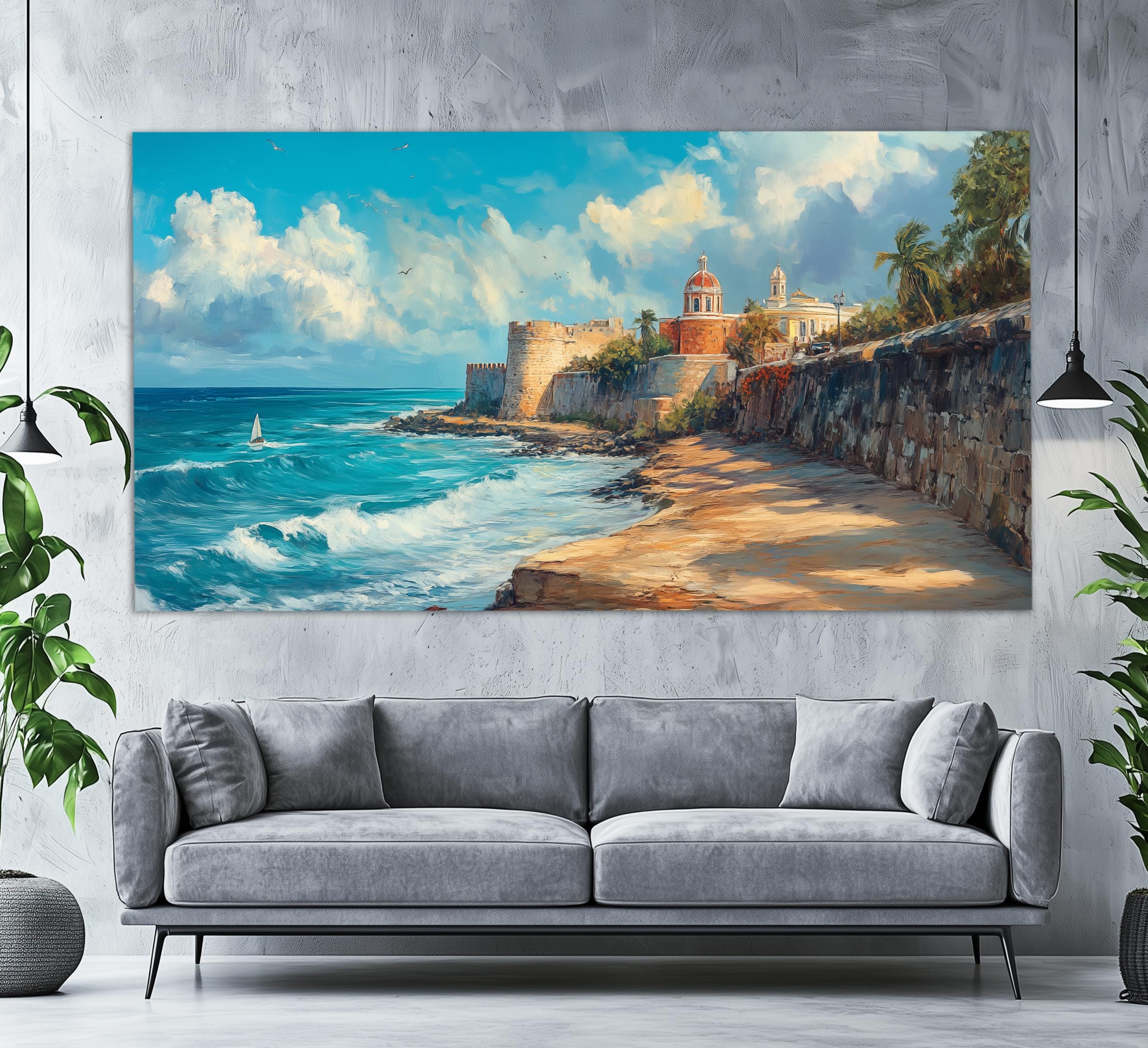 Old San Juan Canvas Print, Puerto Rico Painting, Old San Juan Wall Art ...