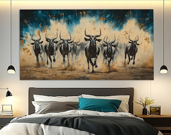 Running Oryxes Canvas Print, Animals Wall Art, Oryx Painting, Oryx Poster, Oryx Wall Art, Animals Canvas Art, African Animals Poster