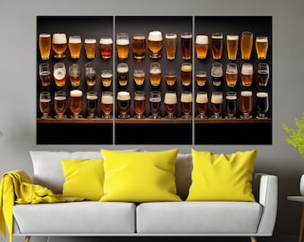 Beer Wall Art, Abstract Beer Canvas Print, Beer Painting, Pub Wall Decor, Kitchen Decor, Irish Pub Decor, Beer Lover Gift, Barman Gift