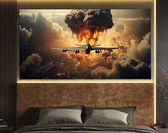 Impresión en lienzo del Boeing B-52 Stratofortress, arte mural militar, regalo militar, pintura de bombardero, impresión abstracta en lienzo de avión militar