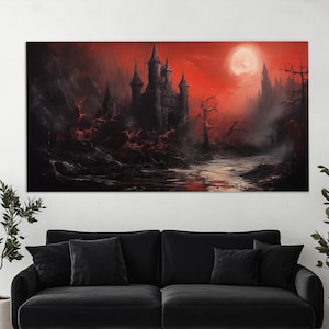 Dracula's Castle Canvas Print, Gothic Wall Art, Gothic Castle Painting, Gothic Wall Decor, Gothic Canvas Print, Dracula Wall Art