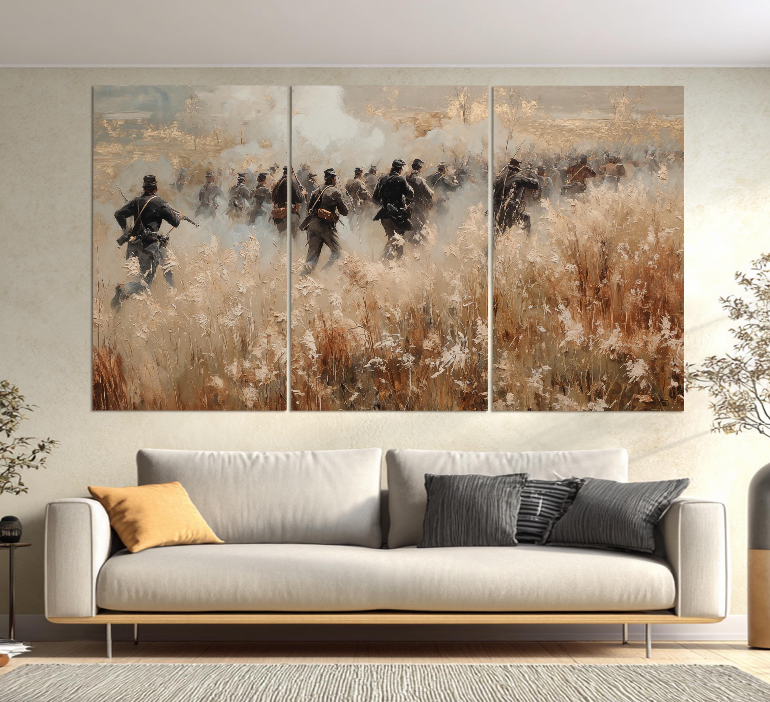 American Civil War Canvas Print in a Vintage Oil Painting Style ...