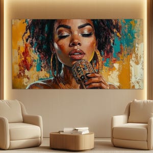 Beautiful African Singer Canvas Print in a Vintage Oil Painting Style, Singing Wall Art, Singer Painting, Jazz Wall Art, Black Singer Poster