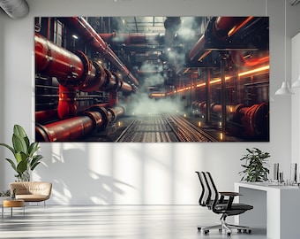 Heavy Industry Wall Art, Abstract Factory Canvas Print, Industrial Wall Art, Factory Poster, Industrial Print, Factory Wall Decor