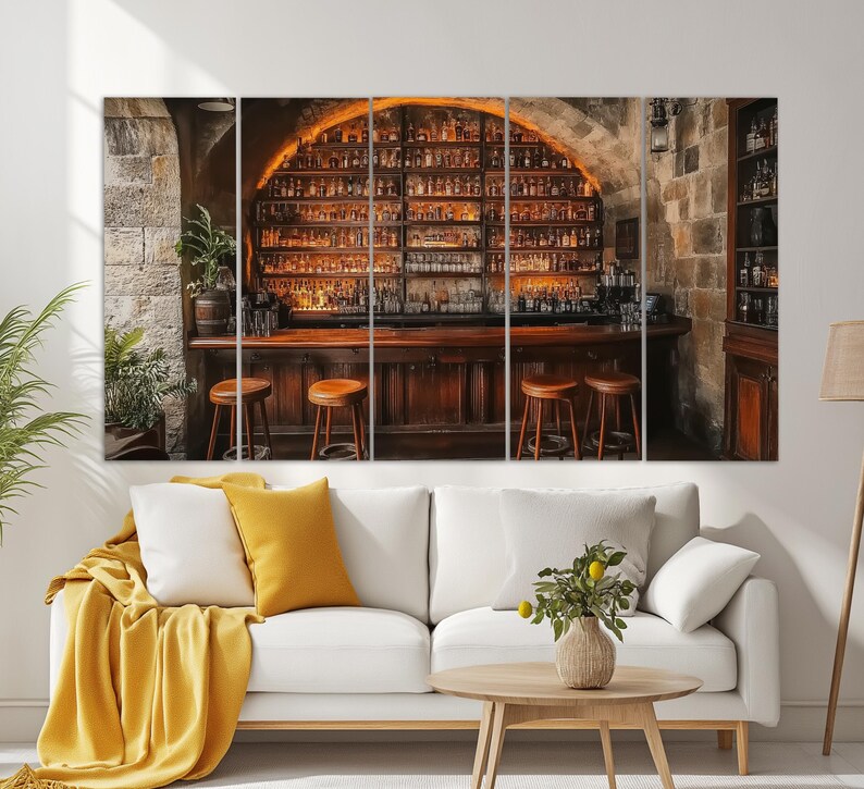 Retro Bar Canvas Print, Bar Wall Art, Pub Canvas Print, Kitchen Wall ...
