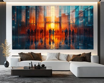 Arte de parede empresarial moderna, impressão em tela de pessoas abstratas, decoração de parede para escritório