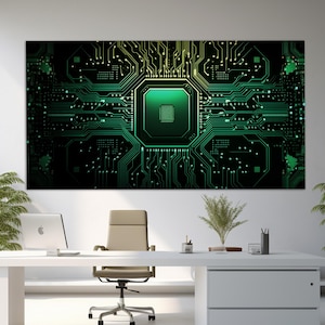 Circuit Canvas Print, Microchip Wall Art, Abstract Electronics Canvas Art, Microchip Poster, Technology Wall Decor, Circuit Wall Art