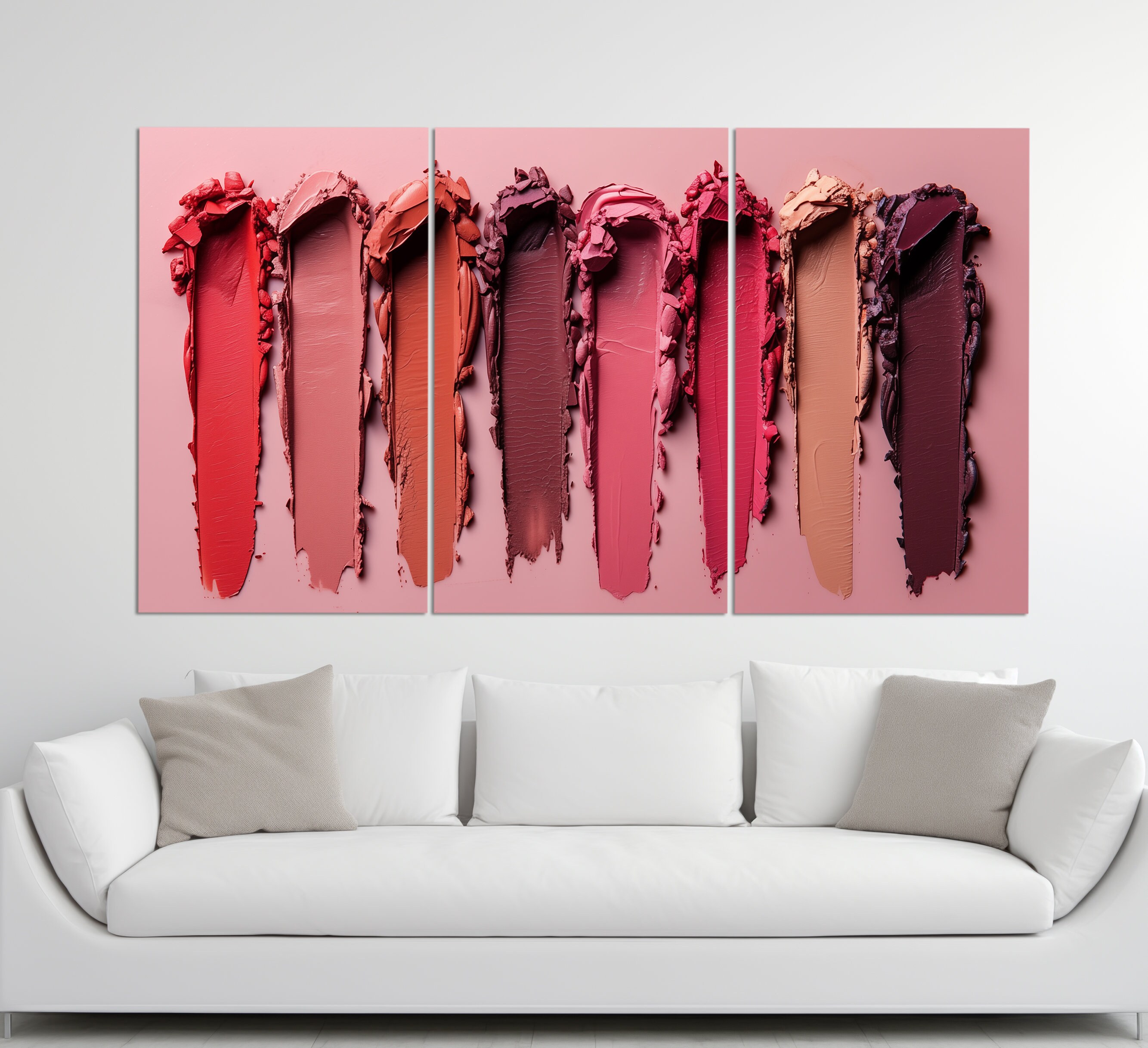 Abstract Lipstick Texture Canvas Print, Fashion Wall Art, Makeup Studio Decor, Lipstick Painting
