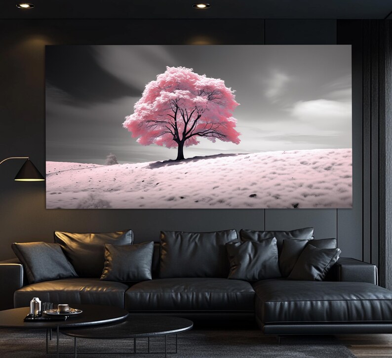 Pink Tree Abstract Abstract Pink Tree Canvas Print, Abstract Nature Wall Art, Pink Wall ...