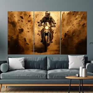 Dirt Bike Wall Art, Motocross Canvas Print, Motocross Wall Art, Biker Gift, Dirt Bike Painting, Bikers Club Decor, Dirt Bike Fun Gift