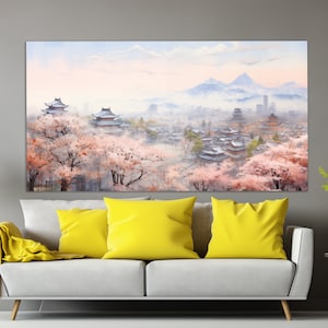 Kyoto Canvas Print, Neutral Colors Kyoto Painting, Abstract Kyoto Wall Art, Japan Painting, Kyoto Poster, Japan Canvas Print
