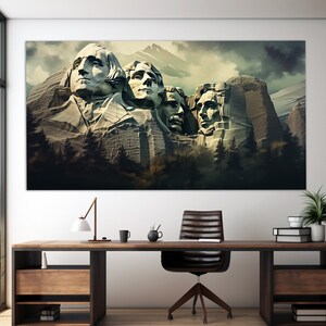 Mount Rushmore National Memorial Canvas Print, George Washington, Thomas Jefferson, Theodore Roosevelt and Abraham Lincoln Monument