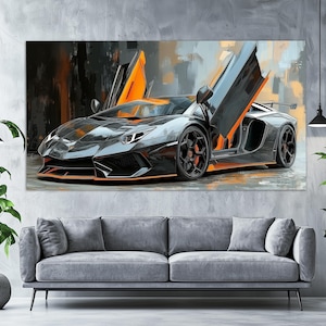 Abstract Lamborghini Canvas Print in a Painting Style, Lamborghini Wall Art, Lamborghini Painting, Lamborghini Poster
