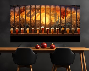 Abstract Beer Canvas Print,  Vintage Beer Painting, Beer Wall Art, Pub Wall Decor, Kitchen Decor, Irish Pub Decor, Beer Lover Gift