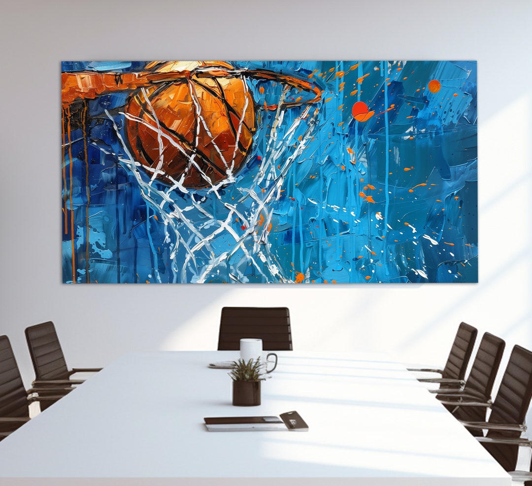 Abstract Basketball Canvas Print in an Oil Painting Style, Basketball ...
