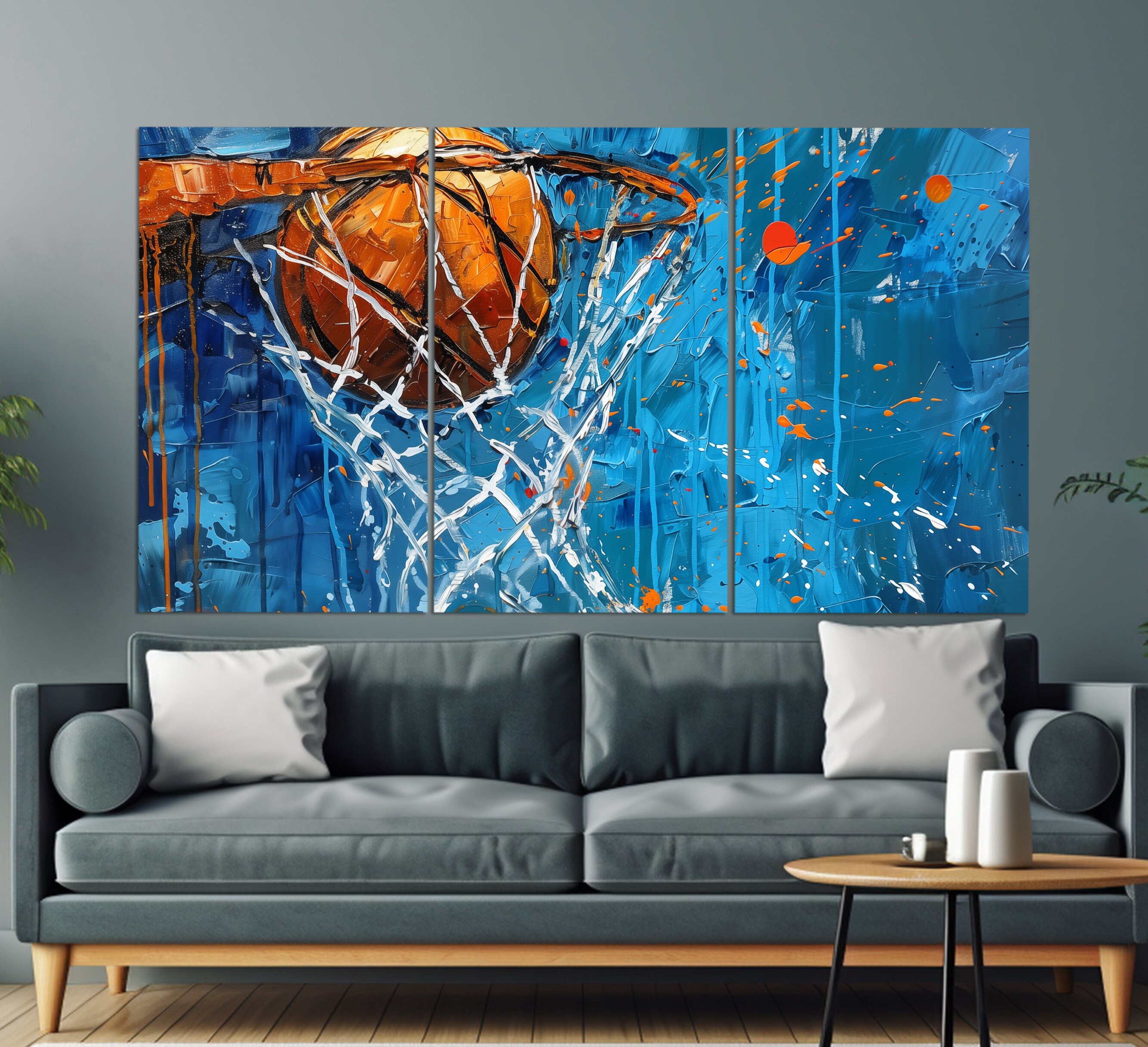 Abstract Basketball Canvas Print in an Oil Painting Style, Basketball ...