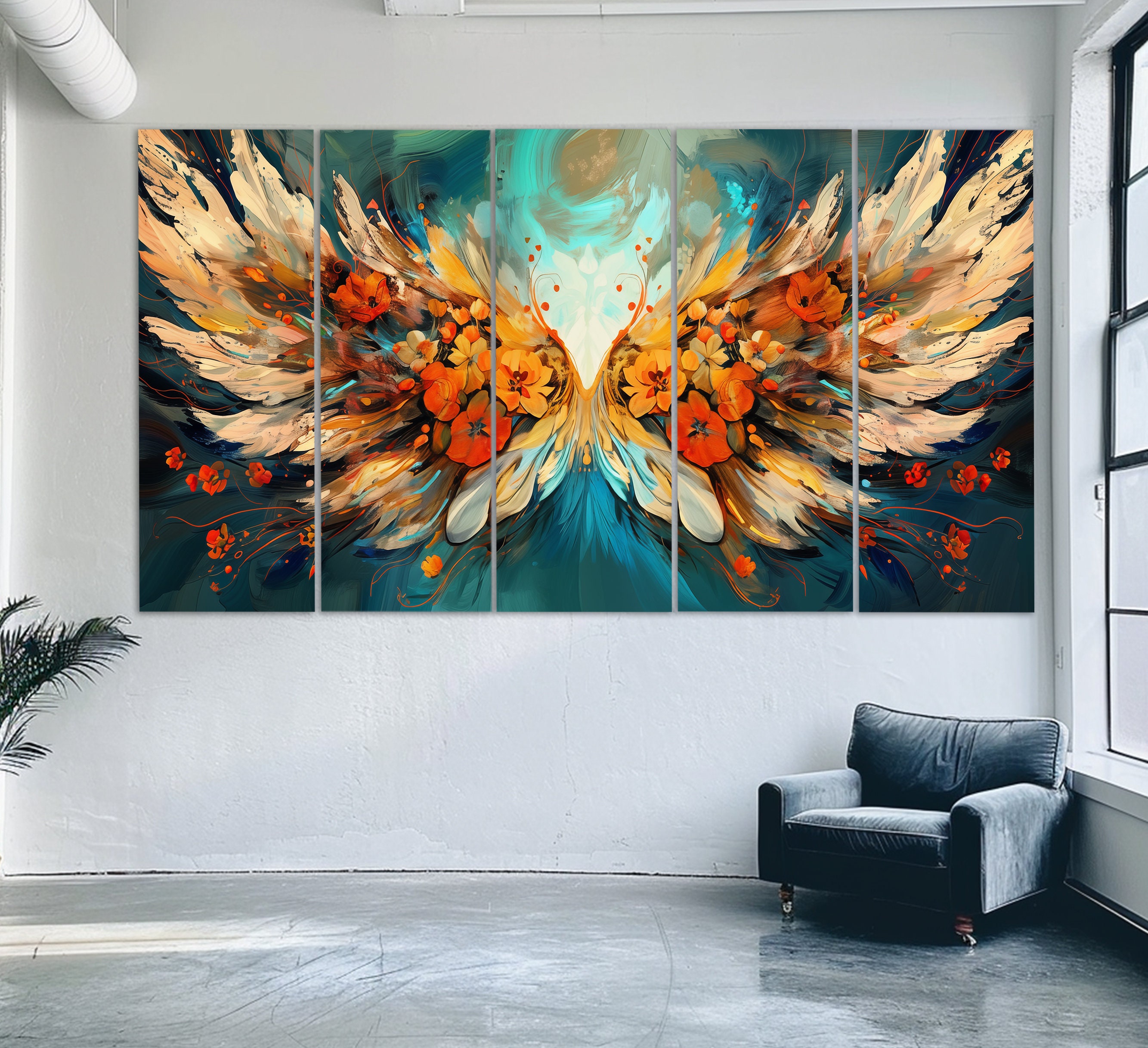 Abstract Angel Wings Canvas Print in an Oil Painting Style, Angels Wall ...