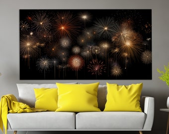 Fireworks Canvas Print, Fireworks Painting, Fireworks Wall Art, Party Canvas Art, Fireworks Poster