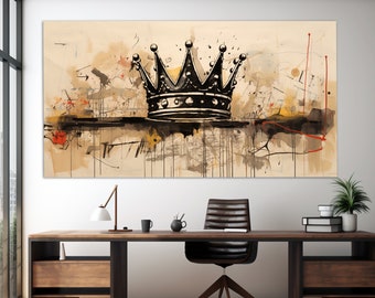 Abstract Crown Canvas Print in an Oil Painting Style, Crown Painting, Crown Wall Art, Crown Poster