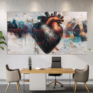 Hart anatomie kunst aan de muur, abstract hart canvas print, cardiologie kunst aan de muur, cardiologie print, cardioloog cadeau, cardioloog kantoordecor