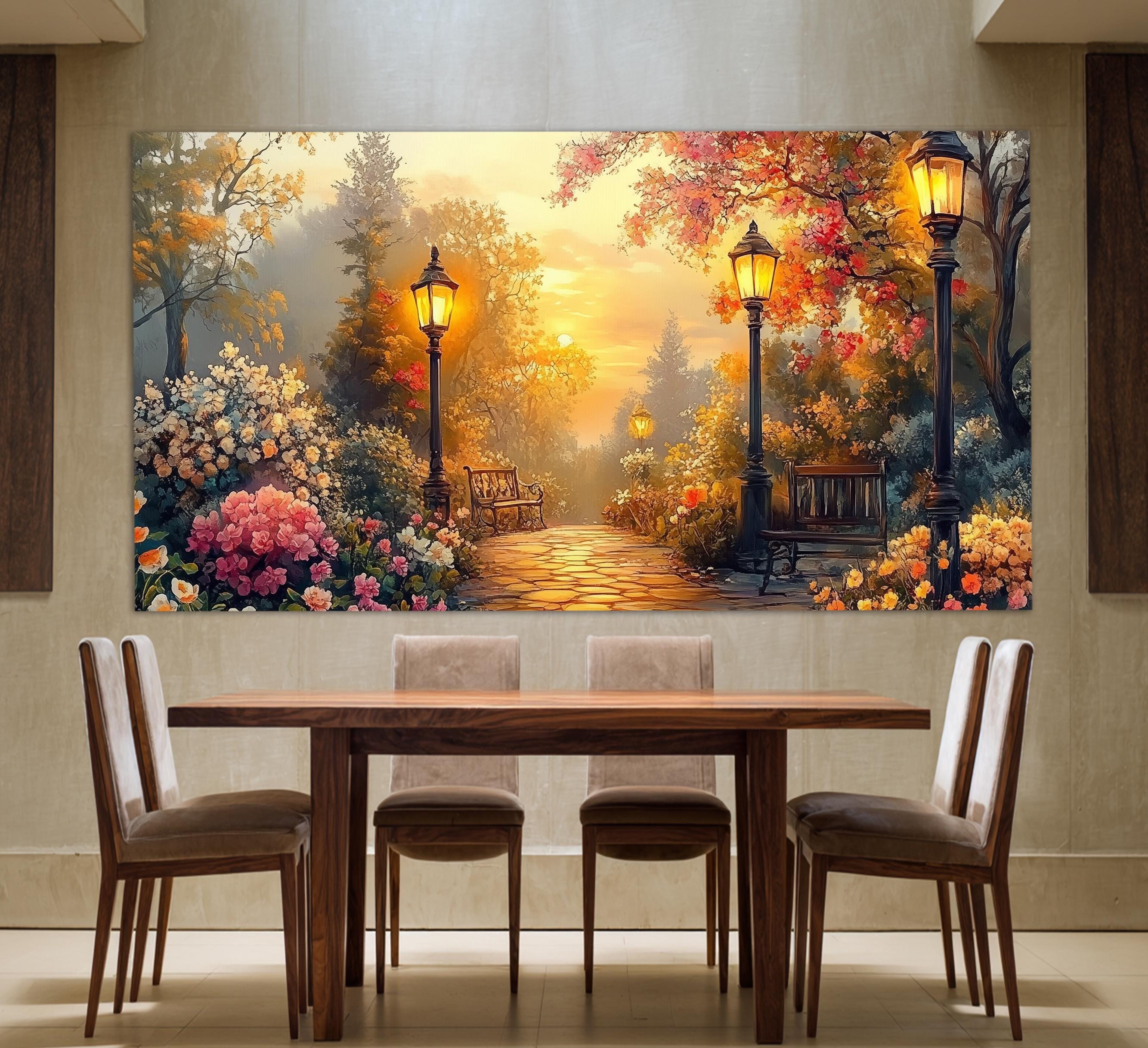 Scenic Park in Provence, France Canvas Print in a Vintage Oil Painting ...